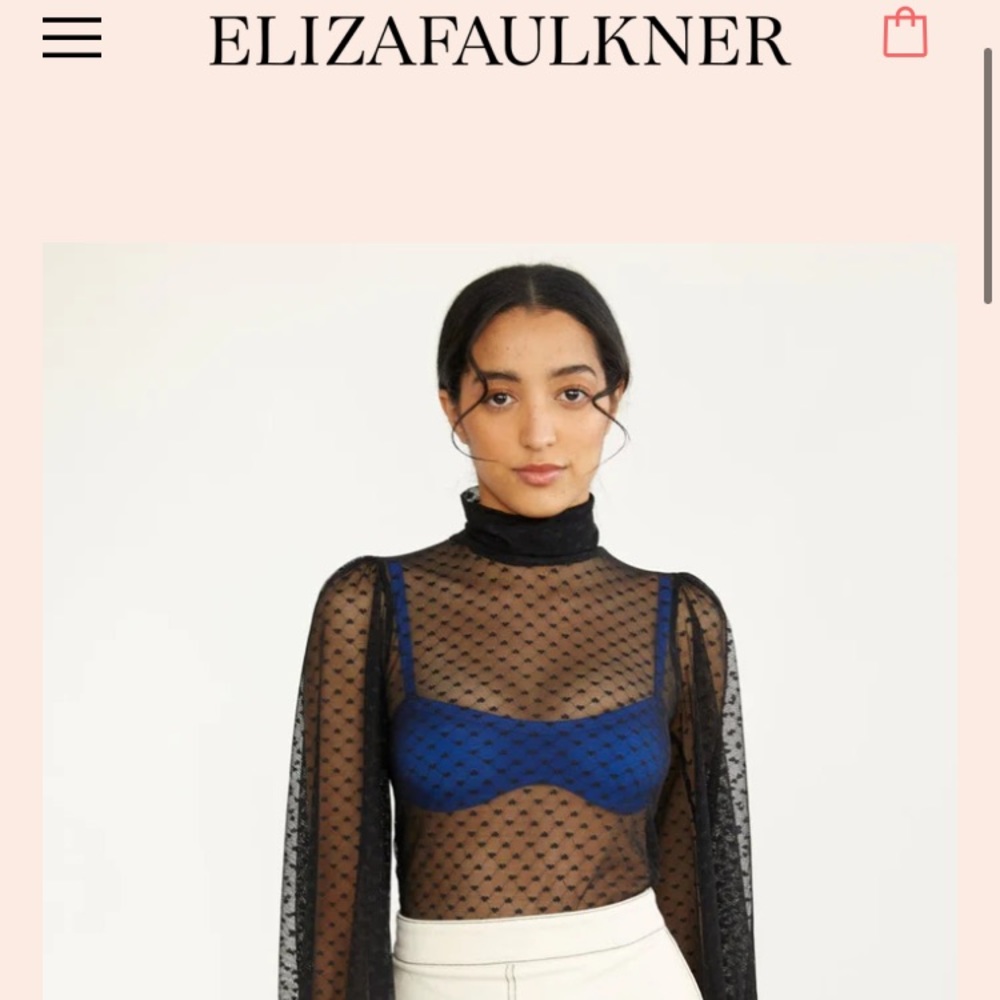 Eliza Faulkner BLACK SWISS DOT MESH DOLLY TOP